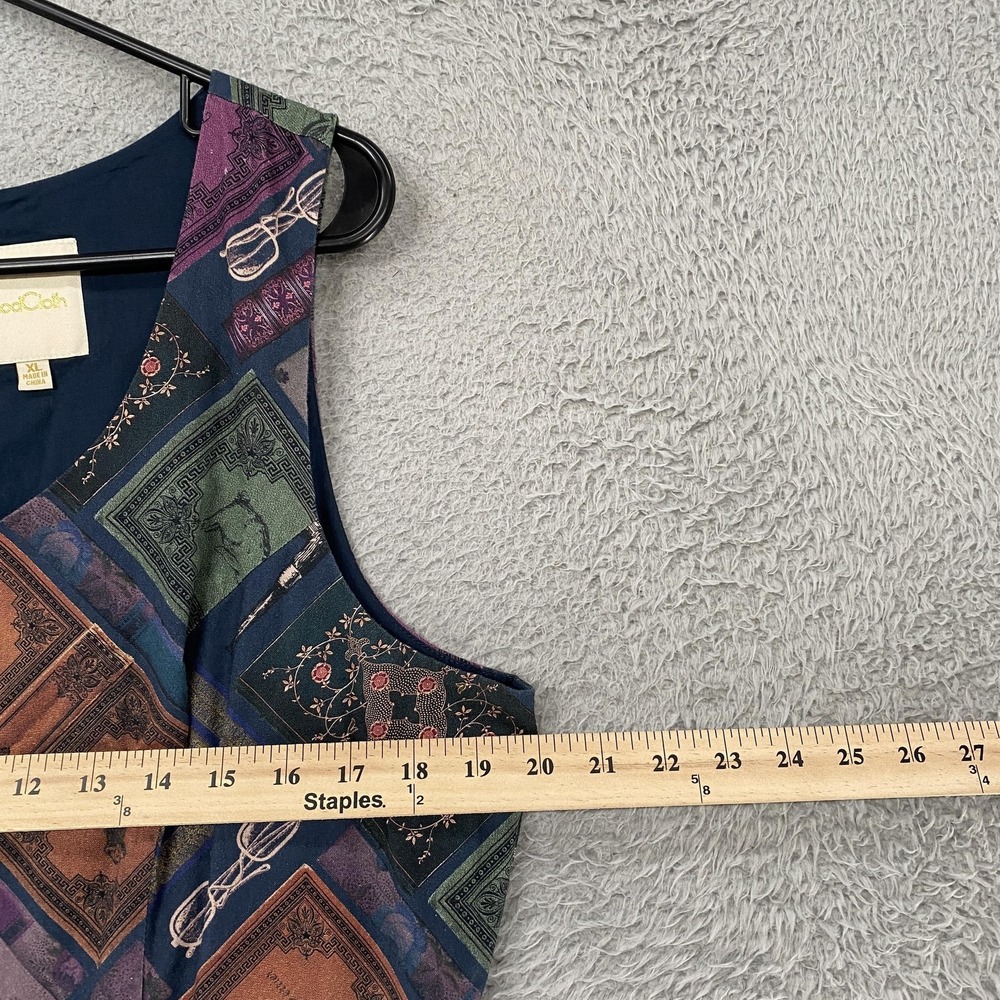ModCloth Dress Womens XL Patchwork Fit Flare Cotton V-Neck Moody Knee Length - Picture 4 of 12